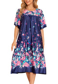 AVIIER House Dress Women Short Sleeve Mumu Lounge Dresses Patio Nightgowns with Pockets (Navy Medium)…