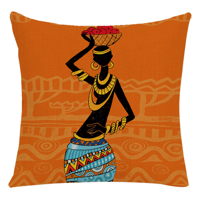 African Woman Design Bed Cushion Cover and Car Pillow