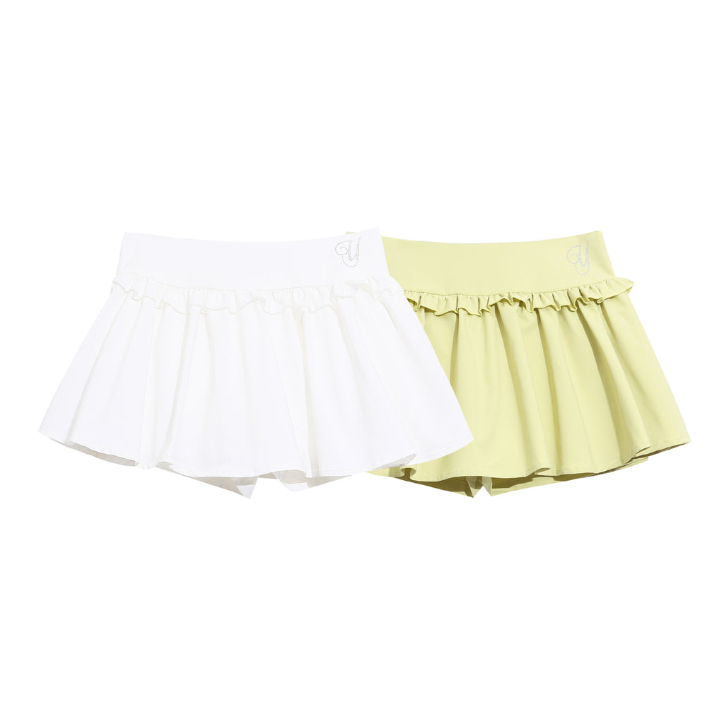 Letter Embellished Puff Skirt High Waist Loose Slimming Sweet Girl Chic Mini Skirt