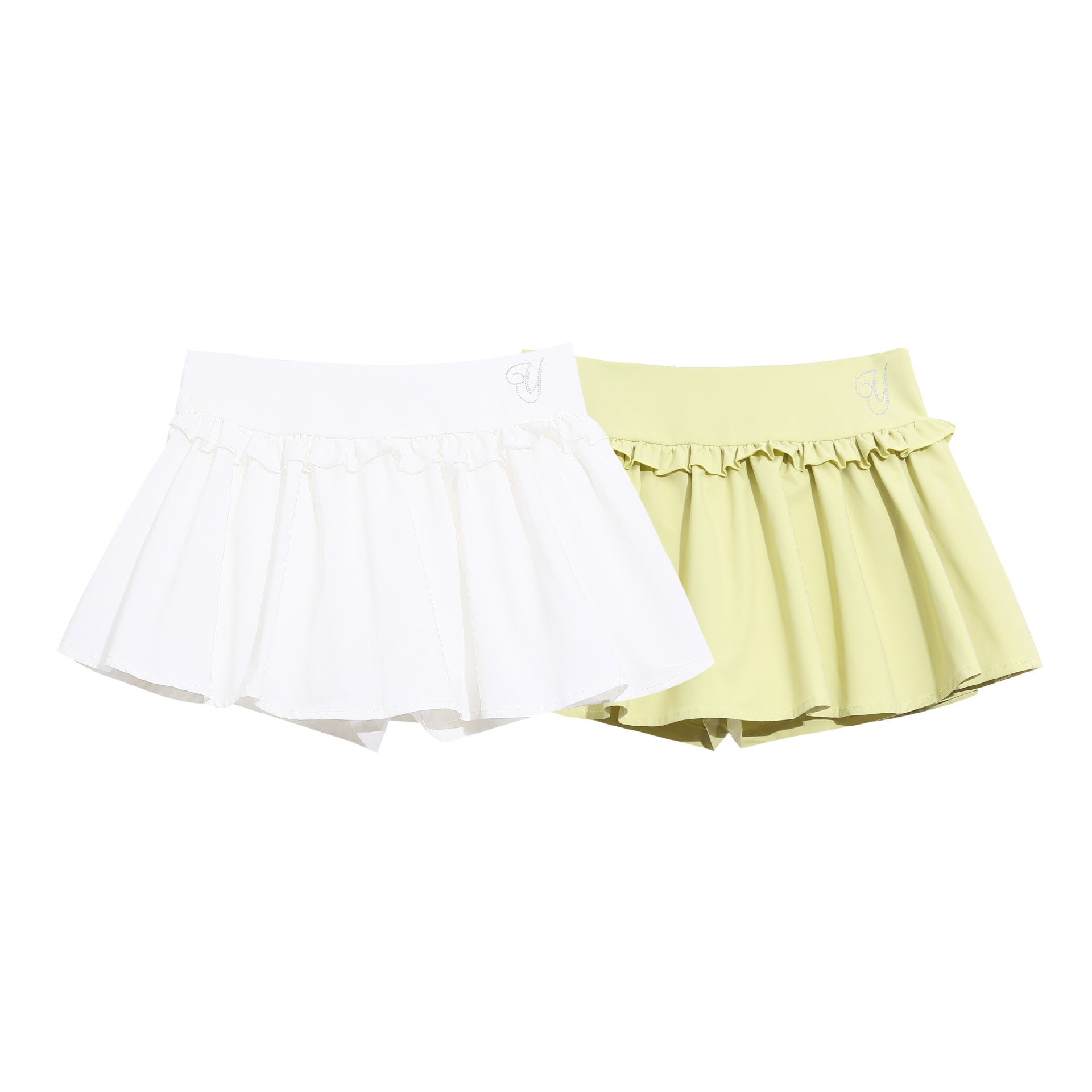 Letter Embellished Puff Skirt High Waist Loose Slimming Sweet Girl Chic Mini Skirt