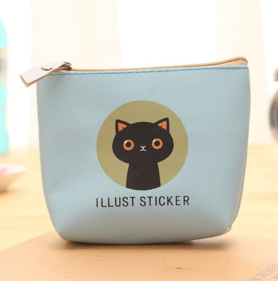 Cat Waterproof PU Handbag Wallet Storage Zipper Purse