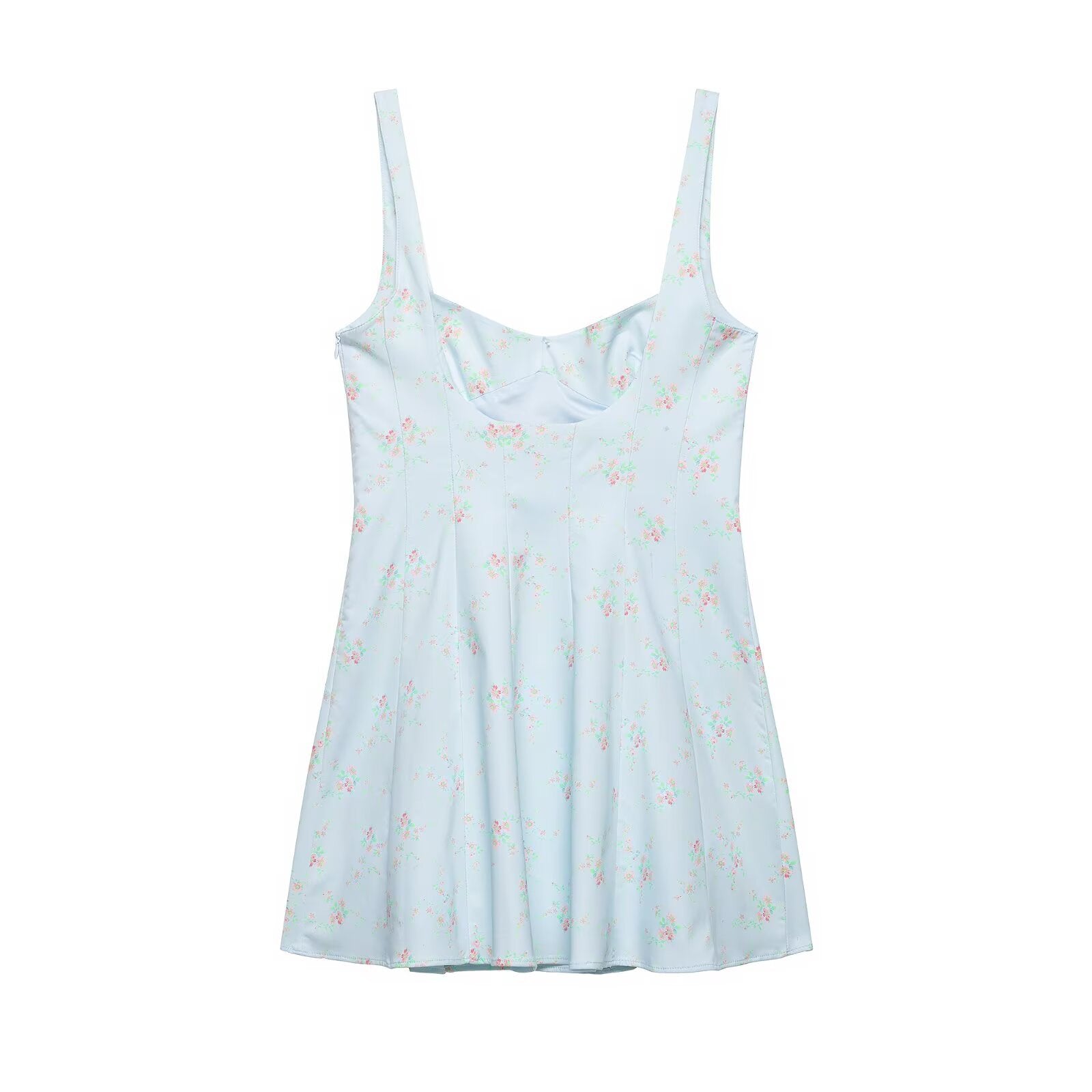 Sweet and spicy floral printed poplin short dress