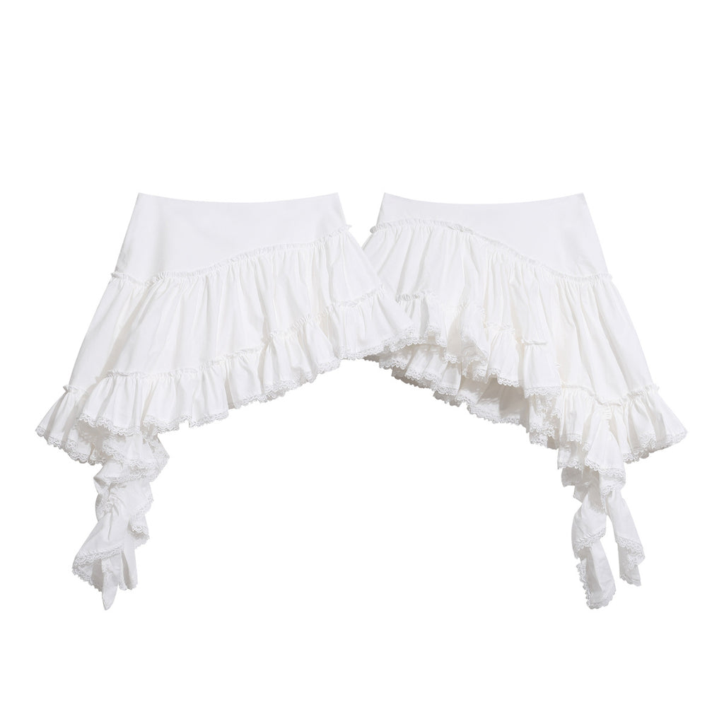 Heavy Lace Patchwork Irregular Mini Skirt Multi-layer Ruffle Sweet Spicy Versatile Midi Skirt