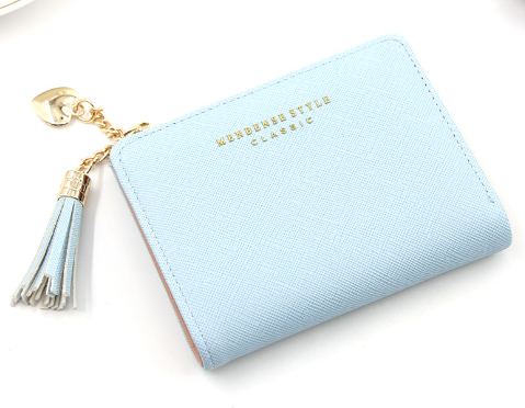 Cross Pattern Tassel Coin Purse with Zipper Closure