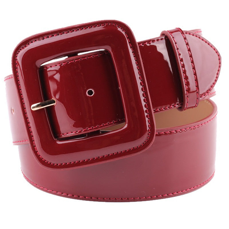 Women's Versatile Wide Leather Belt for Dresses and Coats