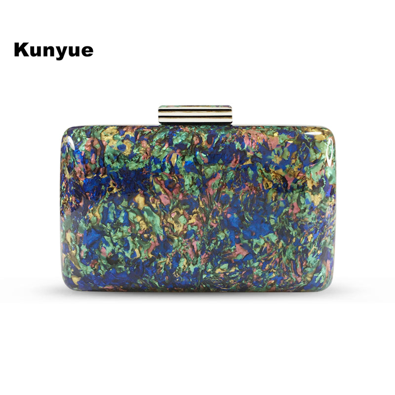 Luxury Vintage Marble Acrylic Evening Clutch Purse