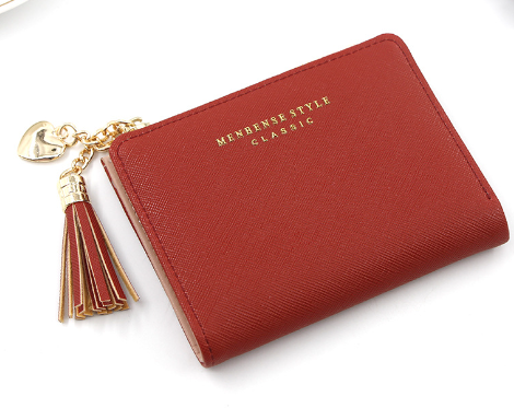 Cross Pattern Tassel Coin Purse with Zipper Closure