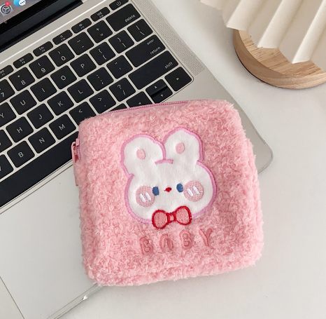 Teddy Velvet Embroidery Bear Coin Purse