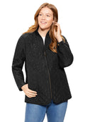 Woman Within Plus Size Zip-Front Quilted Jacket Quilted Lightweight Coat - 5X Black