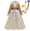 LZH Little Girls Dress Princess Fancy Dresses Outfits Pants Long Sleeve Dress up+Accessories Champagne
