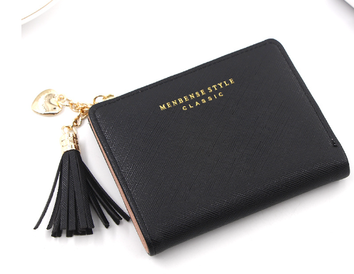 Cross Pattern Tassel Coin Purse with Zipper Closure