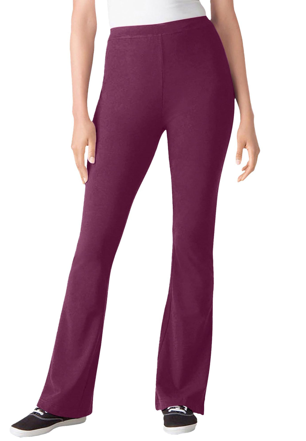 Woman Within Womens Plus Size Tall Stretch Cotton Bootcut Pant - M Deep Claret