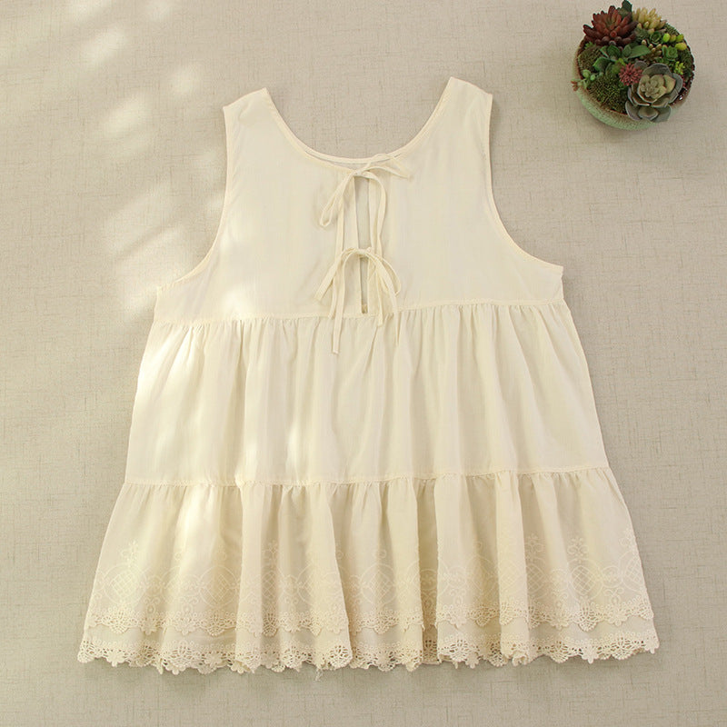 Lace sleeveless vest skirt