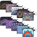 Boao 10 Pieces Small Coin Purse for Women Adults Change Purse Pouch Mini Wallet Coin Bag with Zipper(Bohemian Series)