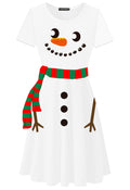 Womens Christmas Tunic Dress Snowman Print Dresses Ugly Christmas Midi Dress M