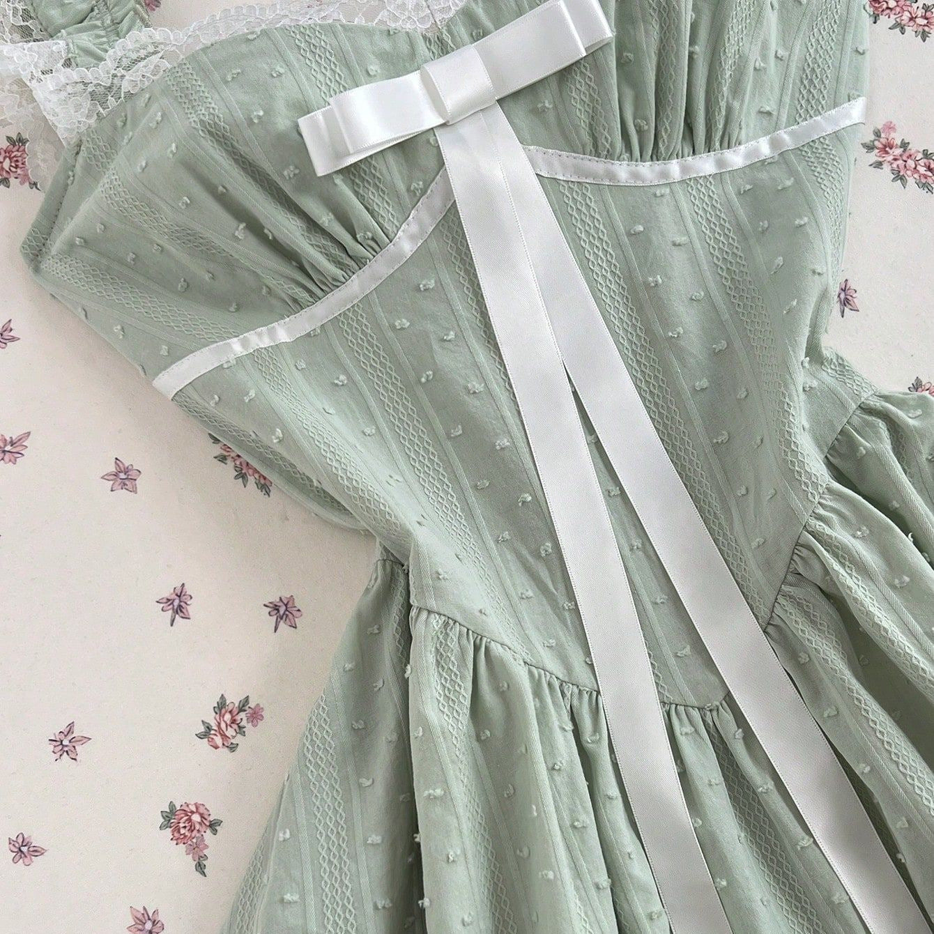 Lace lace bow women's suspender mini dress