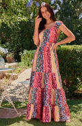 Fashion Bohemian Print Gathered Waist Dress