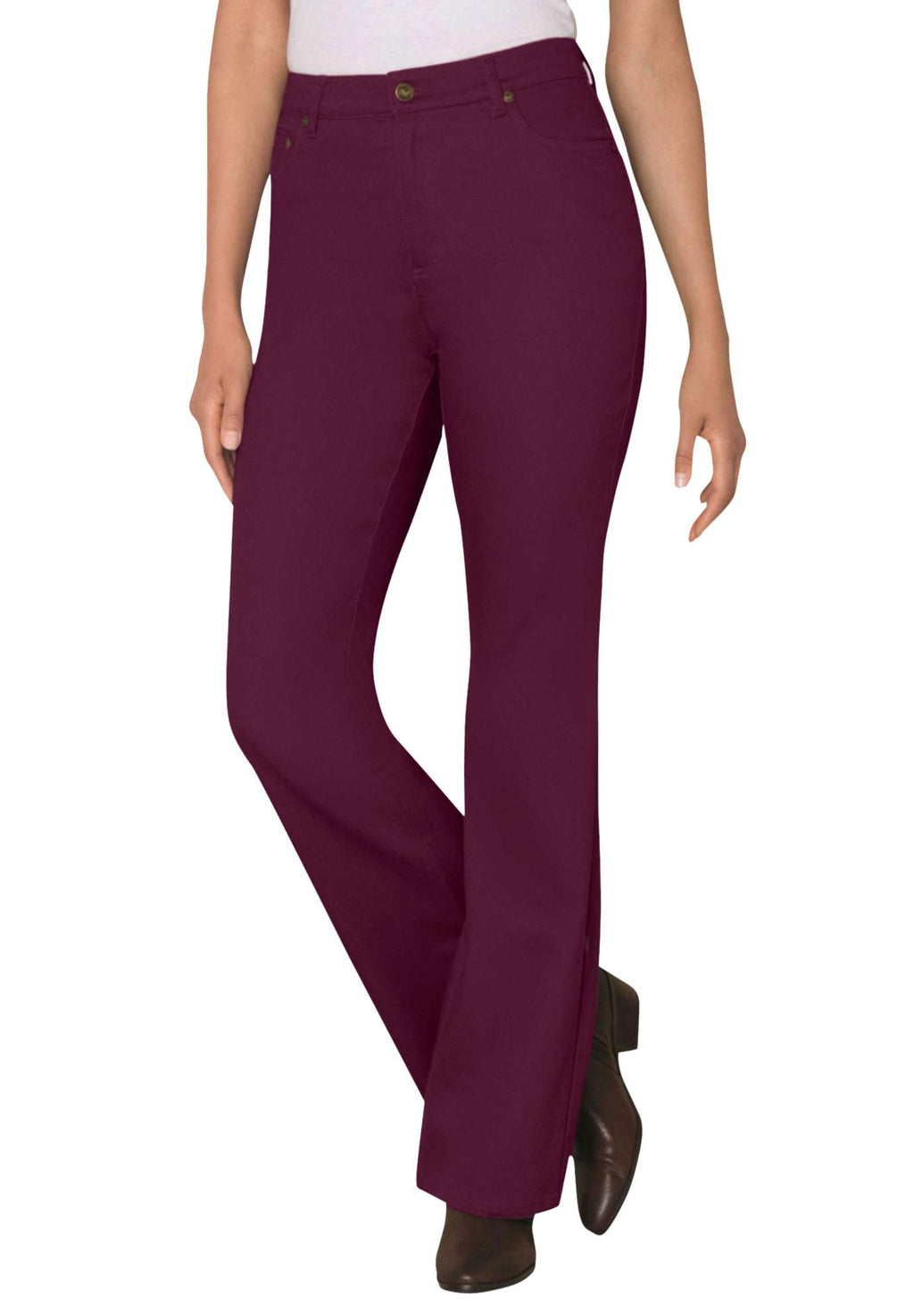 Woman Within Womens Plus Size Tall Bootcut Stretch Denim Jean - 12 T Deep Claret