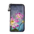 Women's Zipper Embossed Cowhide Coin Purse