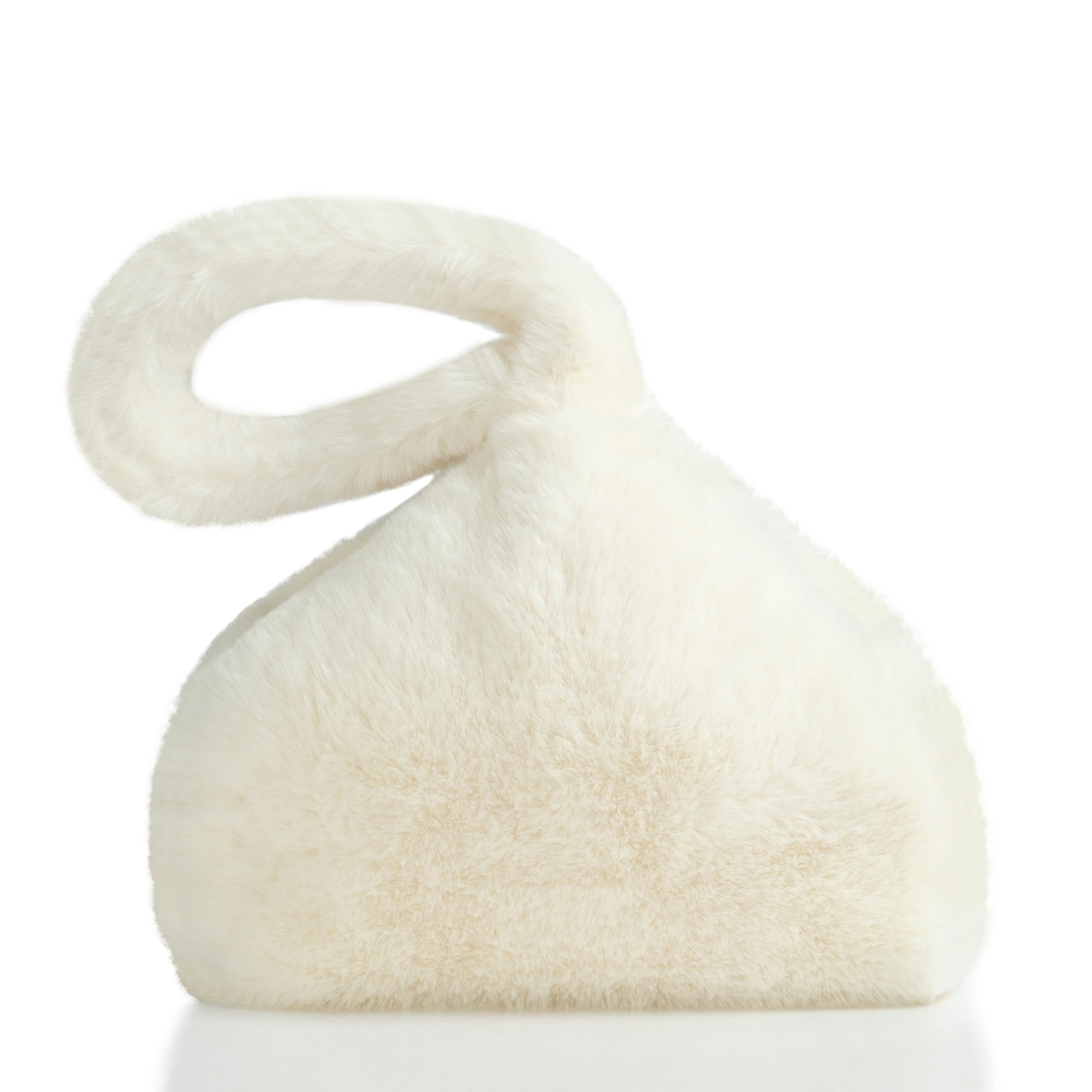 BABEYOND Faux Fur Purse for Women - Fluffy Furry Fuzzy Wristlet Clutch Purse Bags Soft Triangle Handbag for Wedding Party