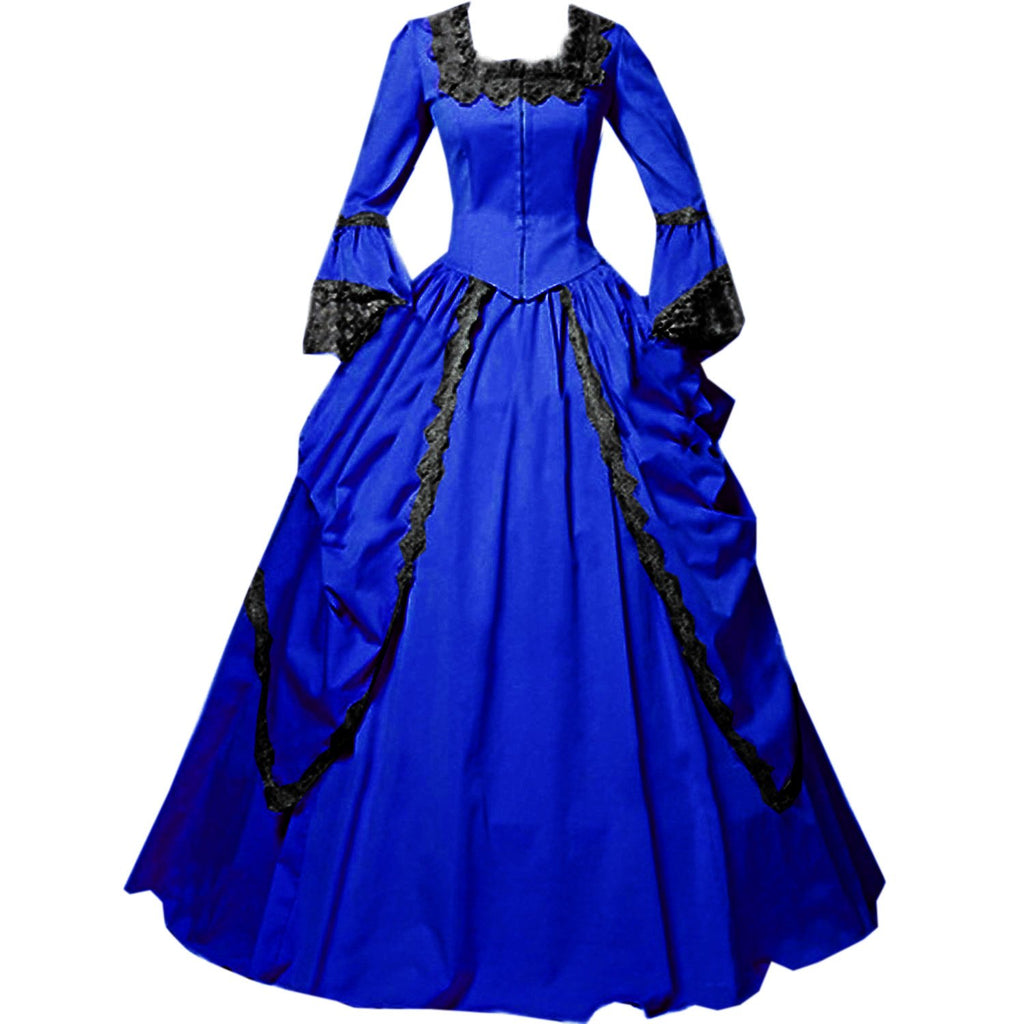 I-Youth Womens Lace Marie Antoinette Ball Gown Dress Victorian Costume Dresses (S Royal Blue)