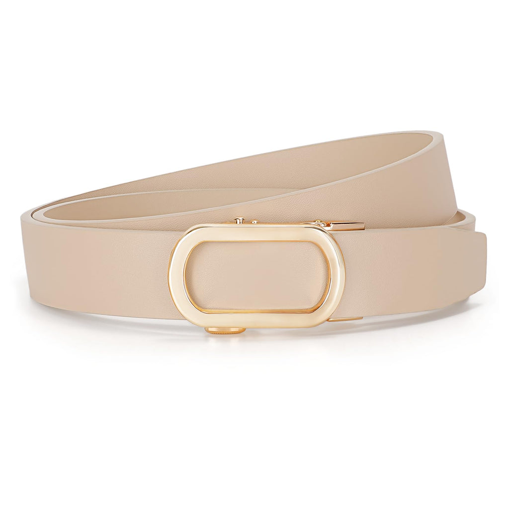 JASGOOD Ratchet Leather Belt for Women Ladies Ratchet Belt for Jeans Pants Dresses with Gold Buckle