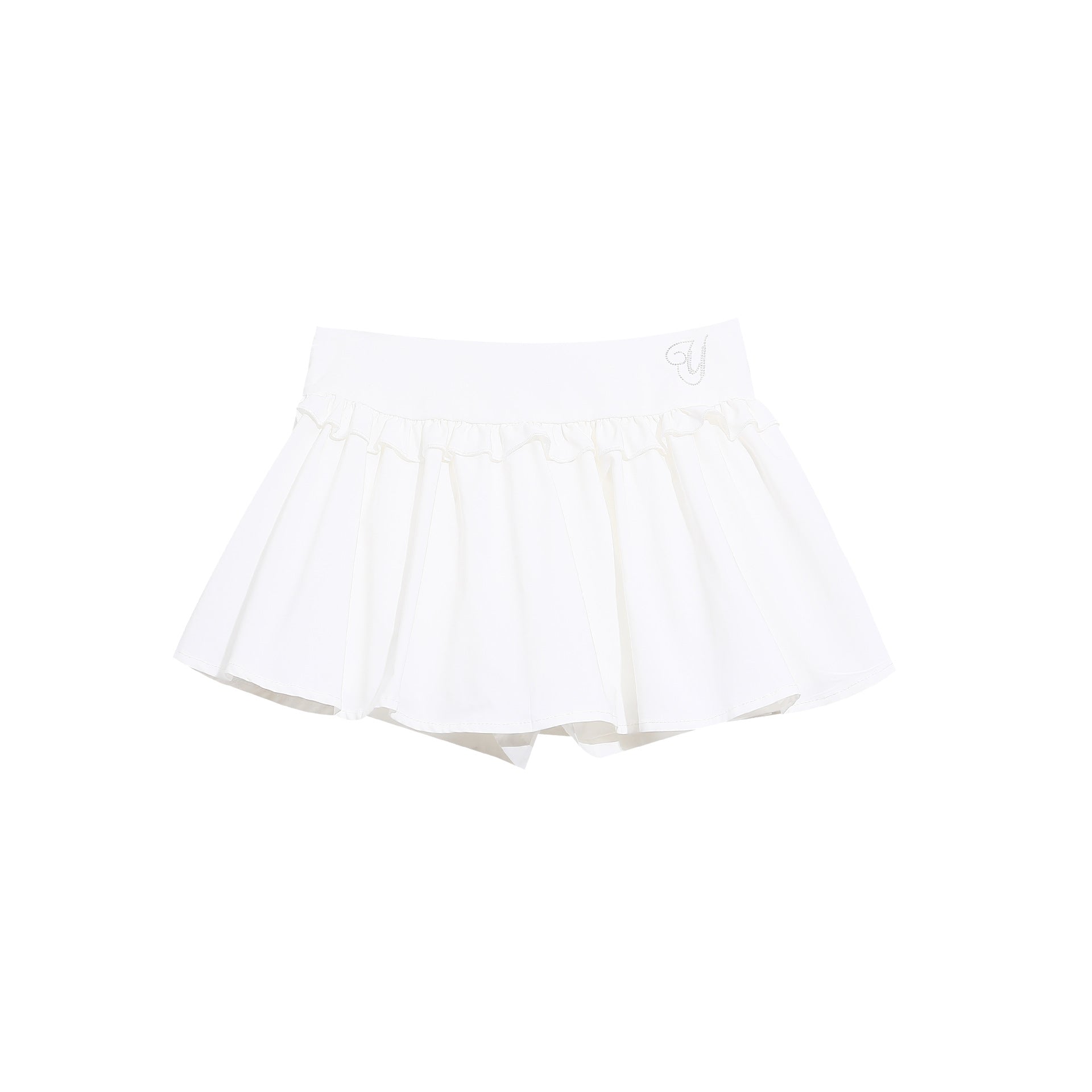 Letter Embellished Puff Skirt High Waist Loose Slimming Sweet Girl Chic Mini Skirt