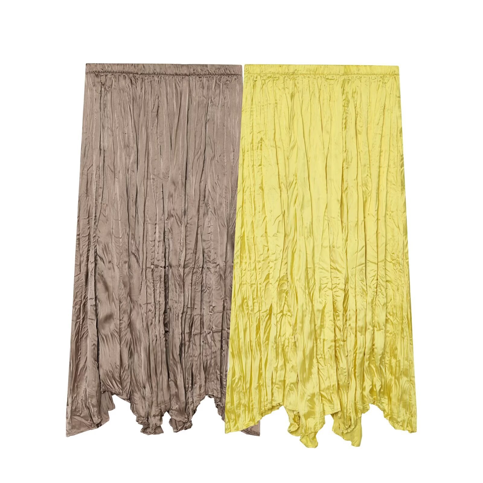 Versatile pleated effect mid length skirt