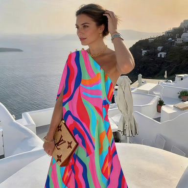 Printed off shoulder dress