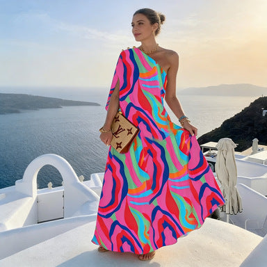 Printed off shoulder dress