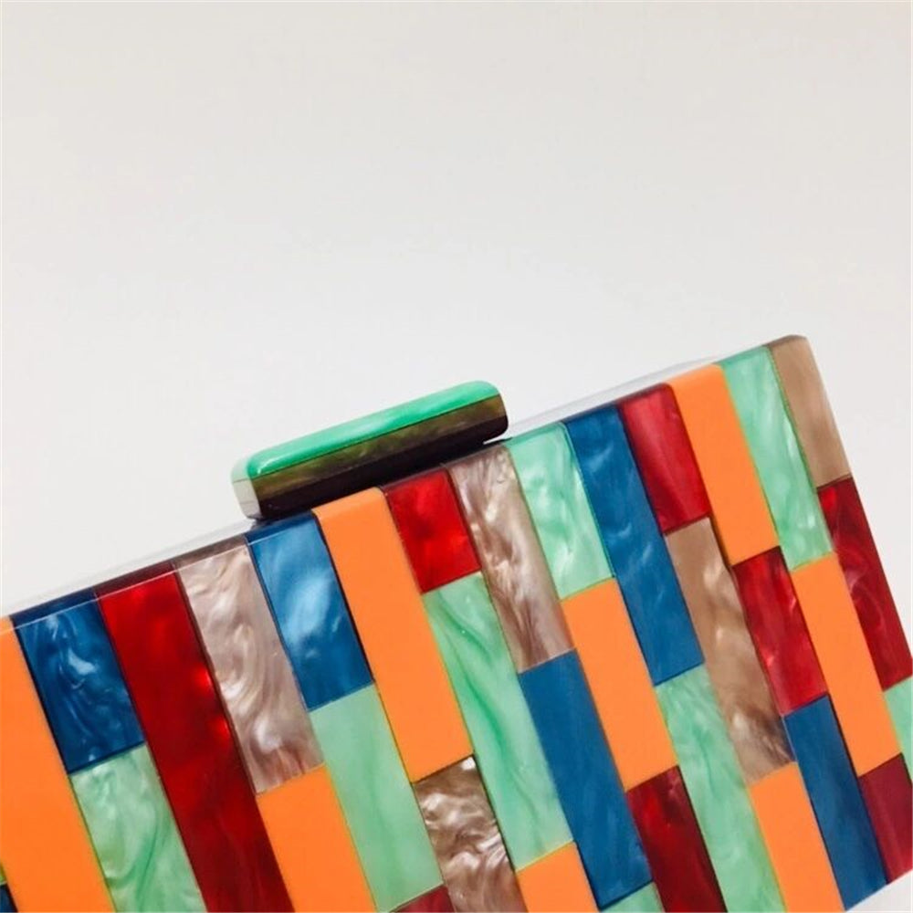 Luxury Multi-Color Acrylic Evening Clutch Purse