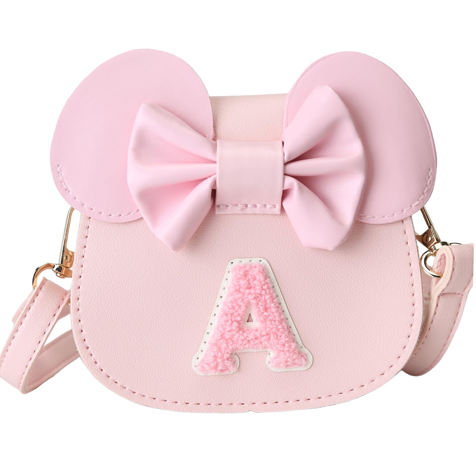 LoveWLC Childs Purse Bow Mini Bag Cute Princess Toy Purse for Toddler Girls Includes Letter A Charm