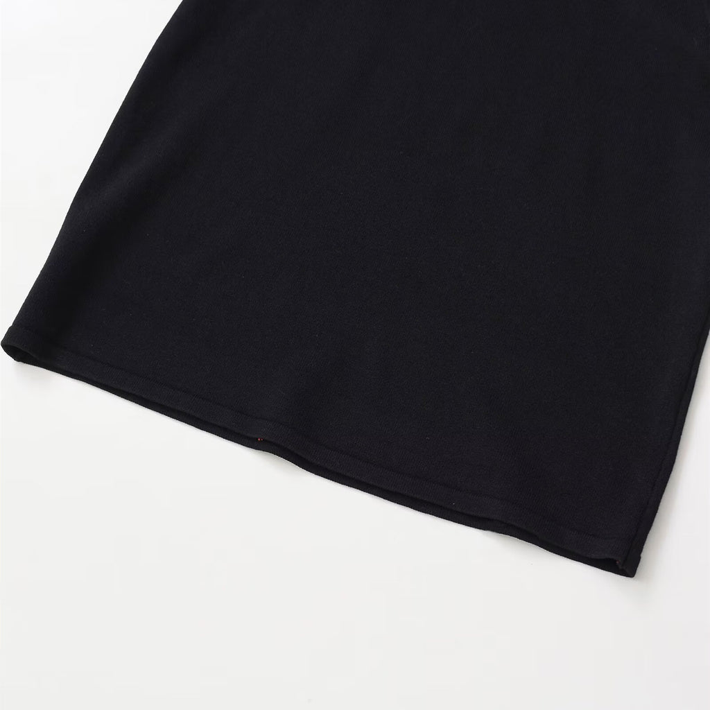 Sleeveless round neck bead knitted hollow dress