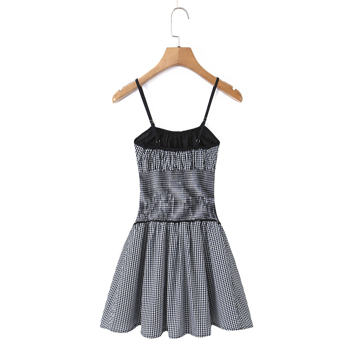 Black and white checkered slim fitting and slimming camisole dress