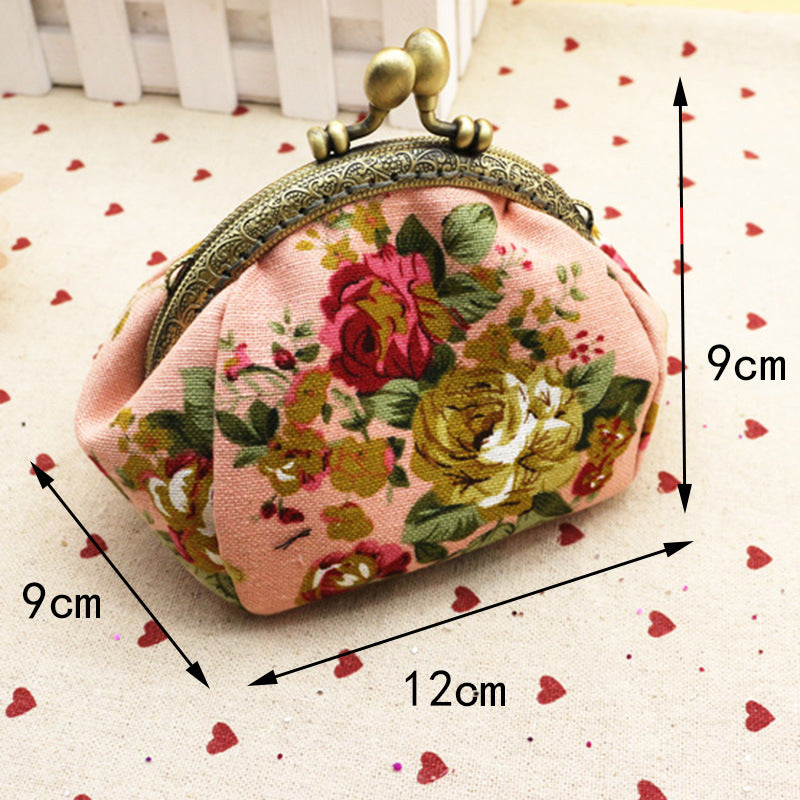 Fabric Coin Purse with Flower Design (Canvas)