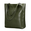Kattee Vintage Genuine Leather Tote Shoulder Handbag for Woman with Adjustable Handles (Green)