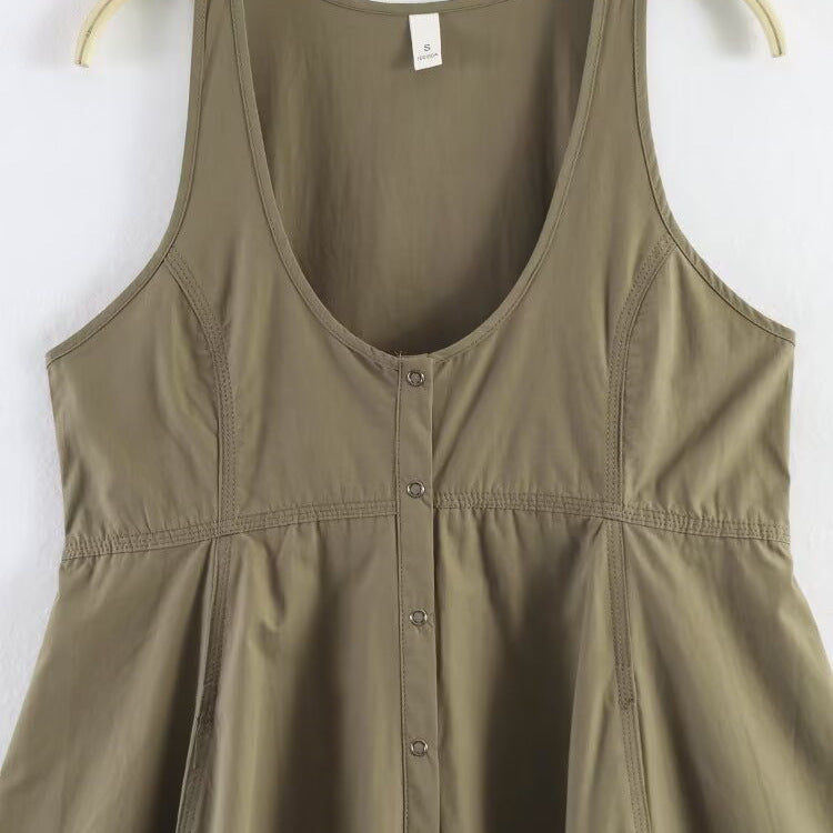 Minimalist style spicy girl U-neck sleeveless slim fit dress
