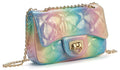 LJCTULY Purse for Girls Age 3-14 Heart Lock Toddler Purse Cute Kids Crossbody Bag with Chain Strap Teen Girls Purse Gift for Christmas Birthday (Rainbow)