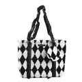Diamond Check Color Contrast Plush Coin Purse Pendant