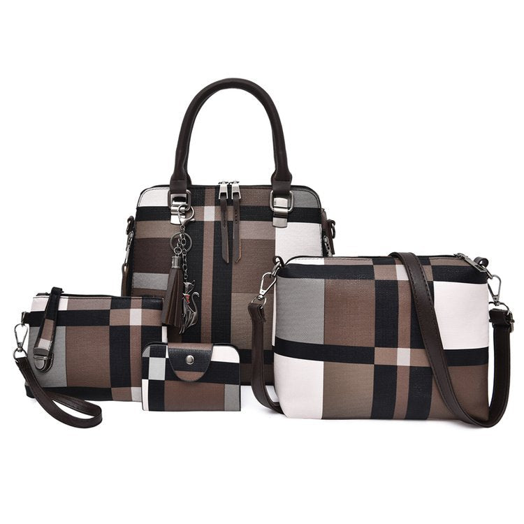 Fashion Retro Stitching Women's Handbag Purse Set