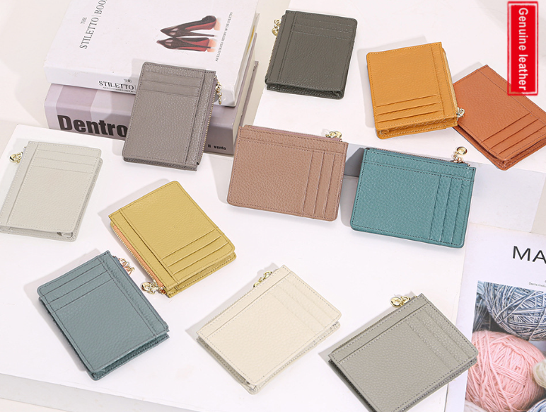 Leather Zipper Coin Purse for Women