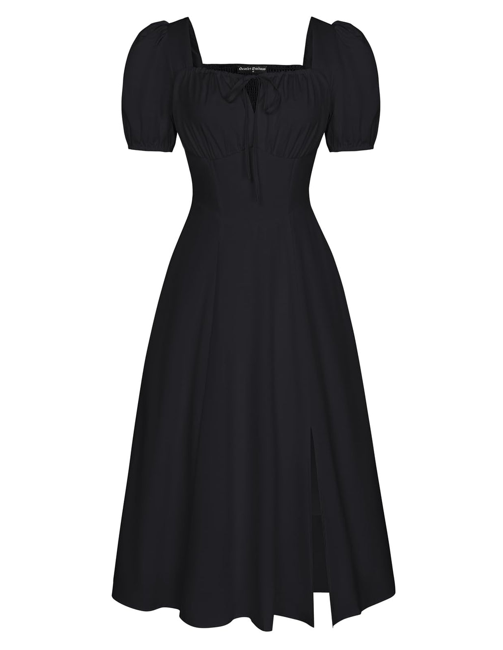 Scarlet Darkness Renaissance Dress for Women Medieval Corset Milkmaid Dresses with Slit Black XXL