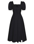 Scarlet Darkness Renaissance Dress for Women Medieval Corset Milkmaid Dresses with Slit Black XXL