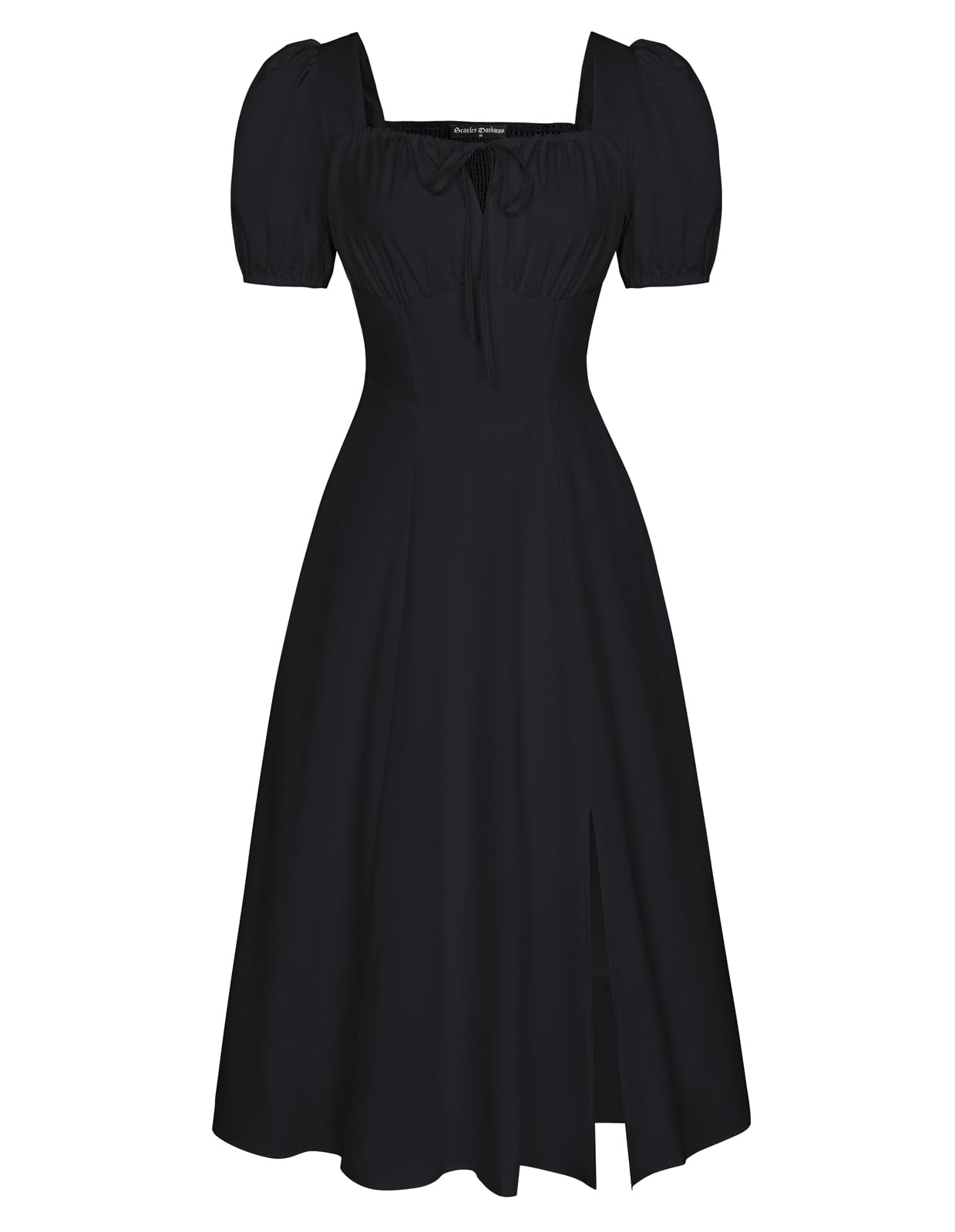 Scarlet Darkness Renaissance Dress for Women Medieval Corset Milkmaid Dresses with Slit Black XXL