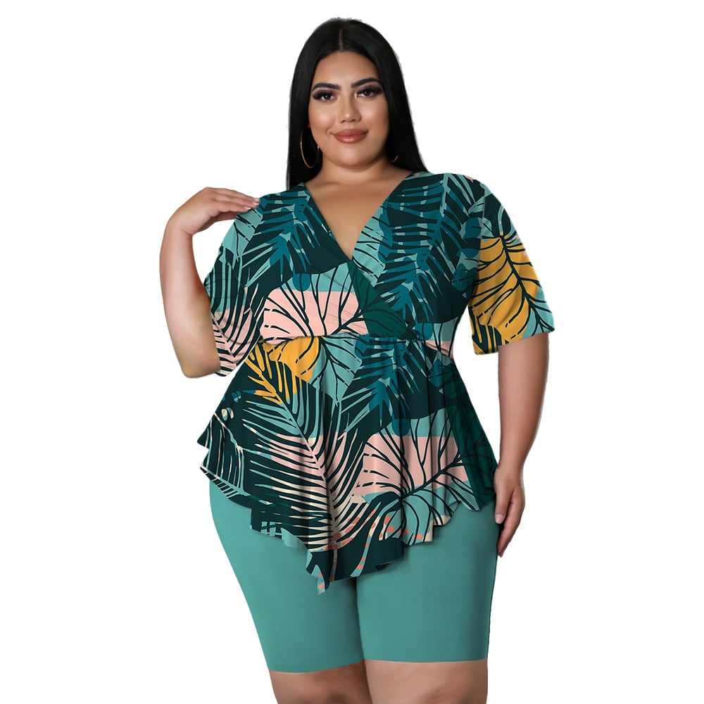 Bohemia Plus Size Printed Sexy Outfit