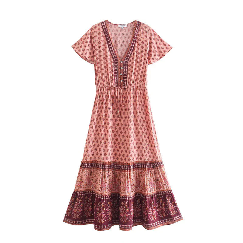 Bohemian positioning cotton dress
