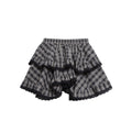 Heavy Black Lace Patchwork Plaid Skirt, Layered Ruffle Versatile Mini Skirt