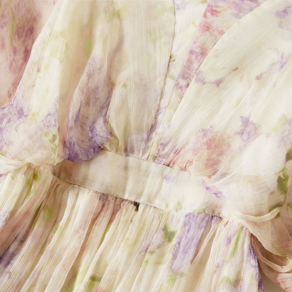 Elegant Silk Dress for Women, Floral Print, Chiffon, Long Beach Dress  Satin Fabric, Summer Dress