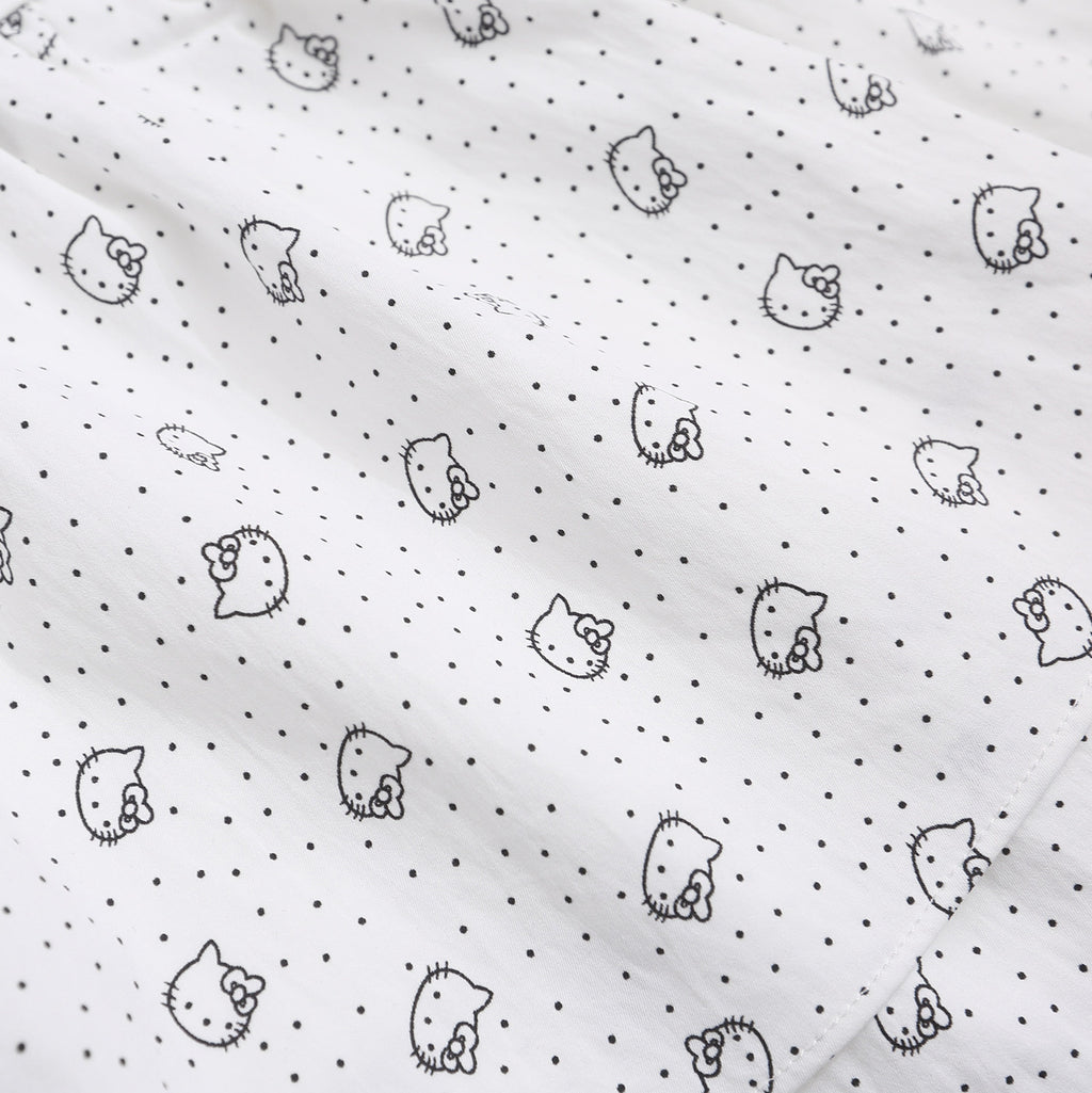 White Polka Dot Cat Patchwork Skirt Pants Side Tie Loose Slimming Sweet Girl Chic Short Skirt