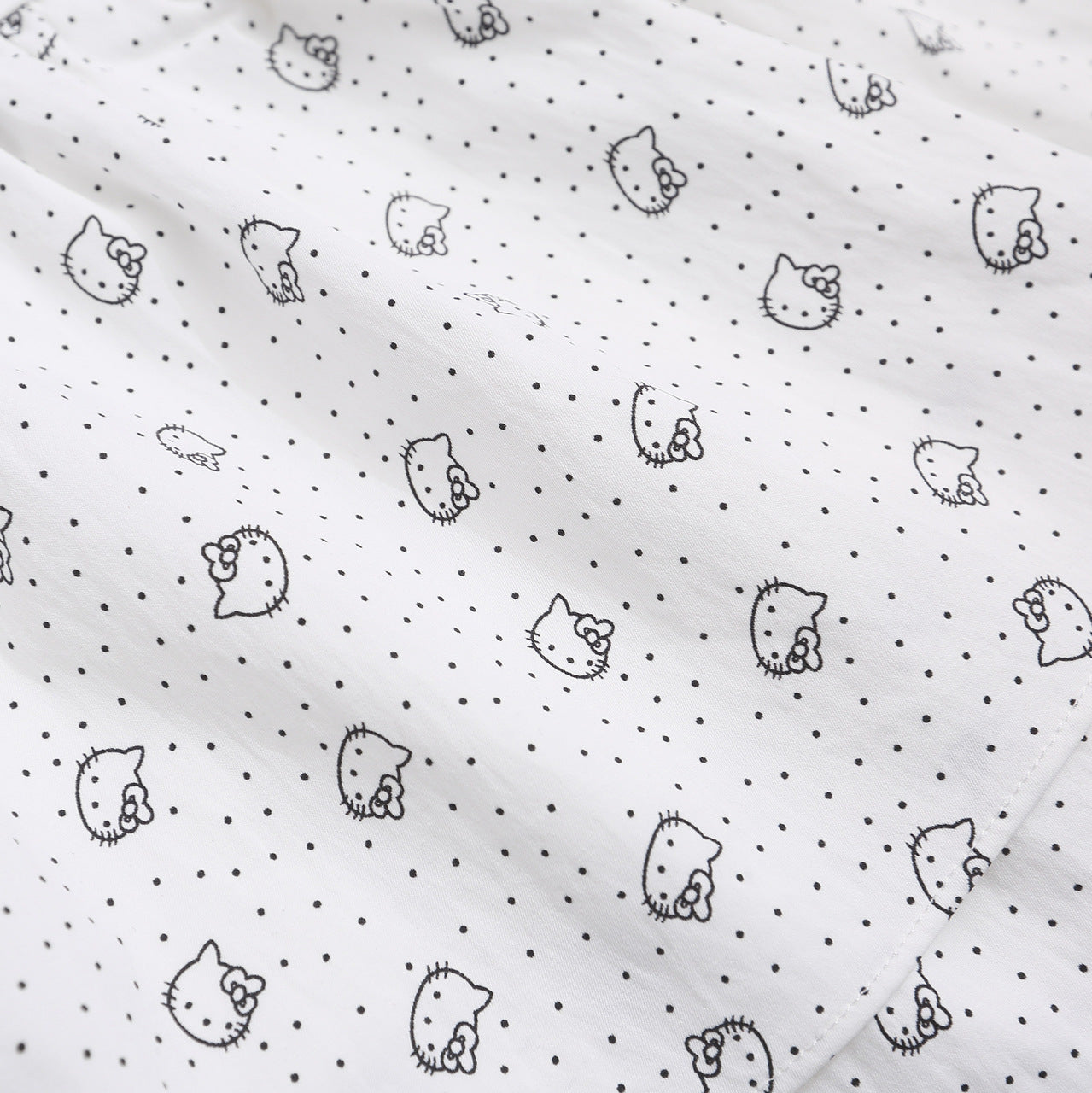 White Polka Dot Cat Patchwork Skirt Pants Side Tie Loose Slimming Sweet Girl Chic Short Skirt